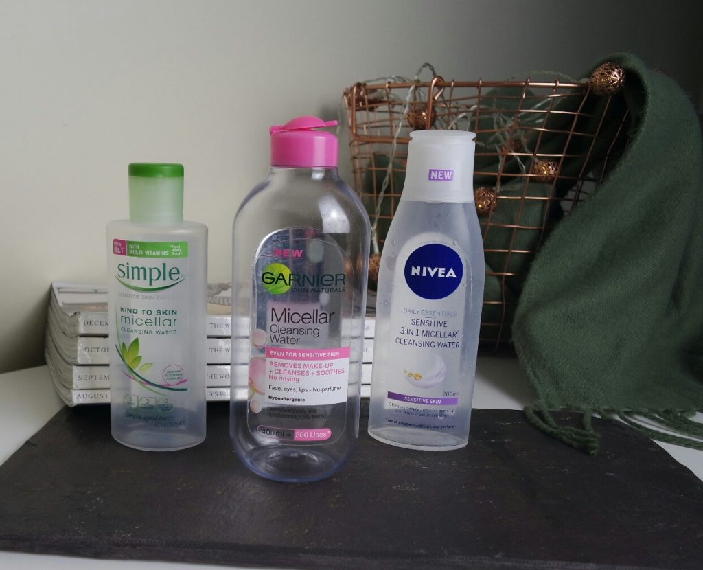 Drugstore Micellar Waters Garnier, Nivea, and Simple