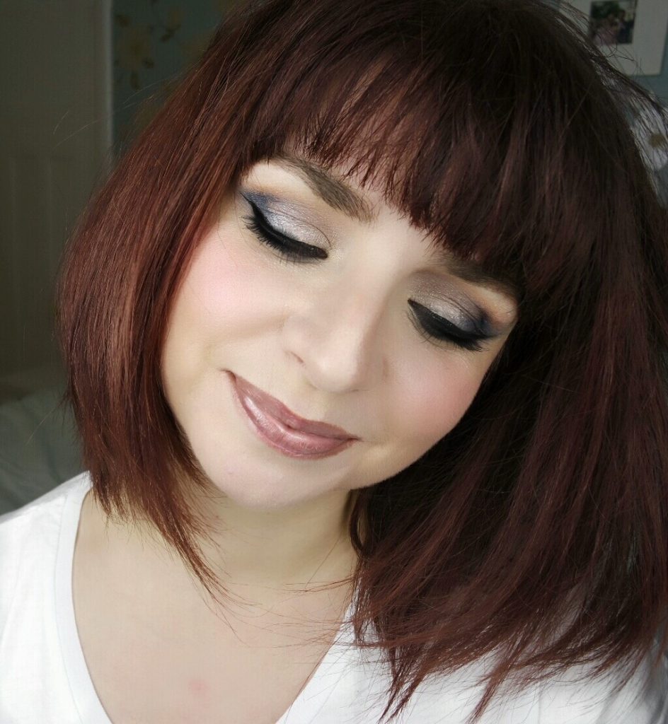 Drugstore blue smokey eye makeup look