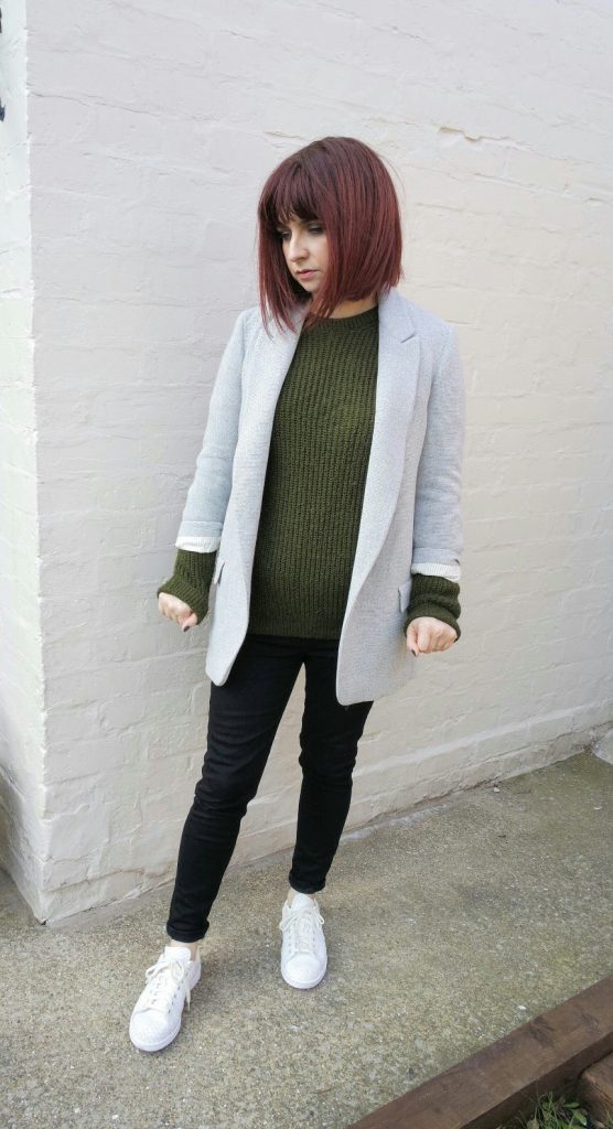 Zara Grey Long Blazer Topshop Green Jumper Levis Adidas Stan Smiths Snakeskin
