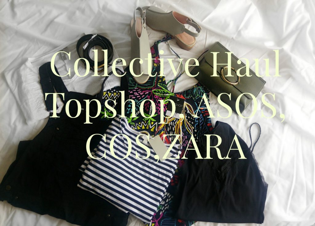 flatlay of clothes from Topshop,COS,ASOS,ZARA
