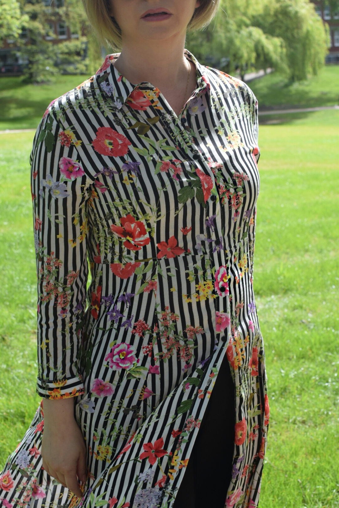 zara striped floral dress